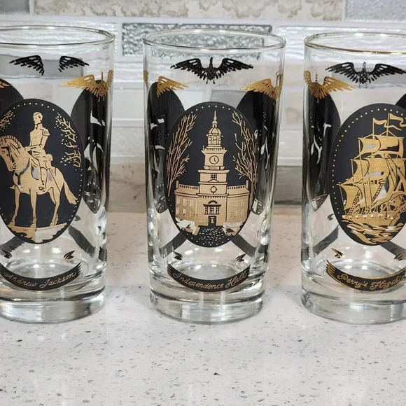 Vintage 60's - 3 ct. Andrew Jackson Highball GLD/BLK - Picture 1 of 5